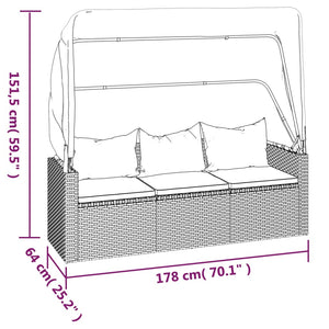 Divano Giardino 3 Posti Tetto e Poggiapiedi Grigio Polyrattan 362335