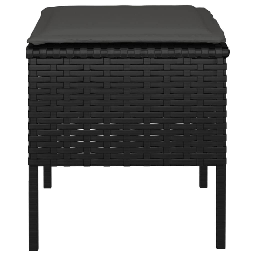 Poggiapiedi da Giardino con Cuscini 4pz Nero in Polyrattan 362340