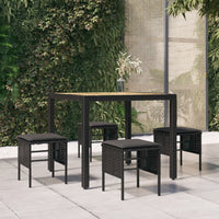 Poggiapiedi da Giardino con Cuscini 4pz Nero in Polyrattan 362340