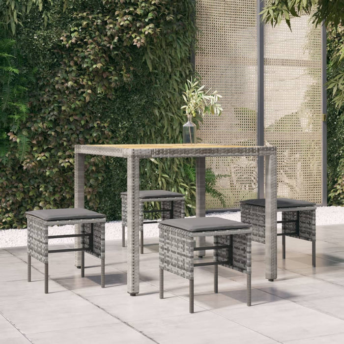 Poggiapiedi da Giardino con Cuscini 4pz Grigio in Polyrattan 362341