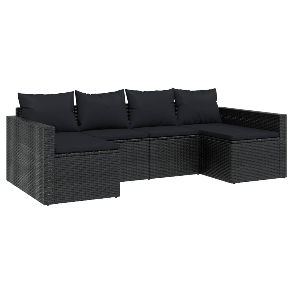 Set da Giardino 2 pz con Cuscini Nero in Polyrattancod mxl 118313