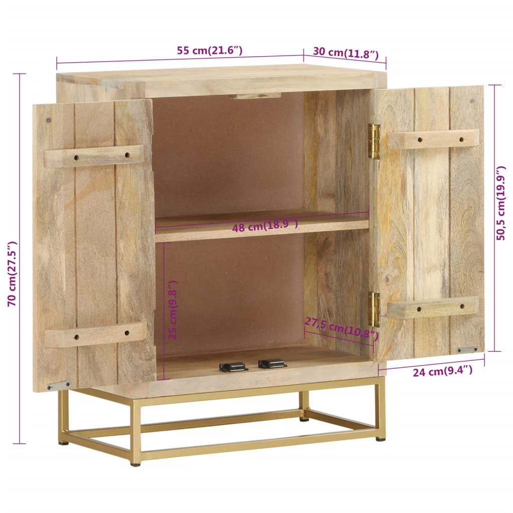 Credenza con 2 Ante 55x30x70 cm in Legno Massello di Mango 352039