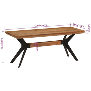 Panca da Pranzo 110x40x46 cm Legno Massello di Acacia e Acciaio 352057