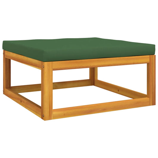 Poggiapiedi da Giardino con Cuscino Verde Legno Massello Acacia 360022