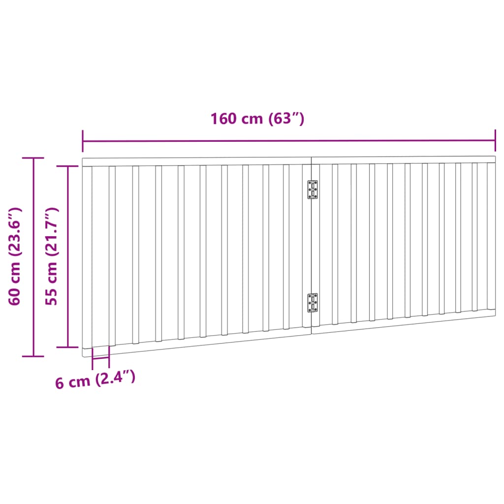 Cancello per Cani Pieghevole 2 Pannelli 160 cm Legno di Pioppo 352176