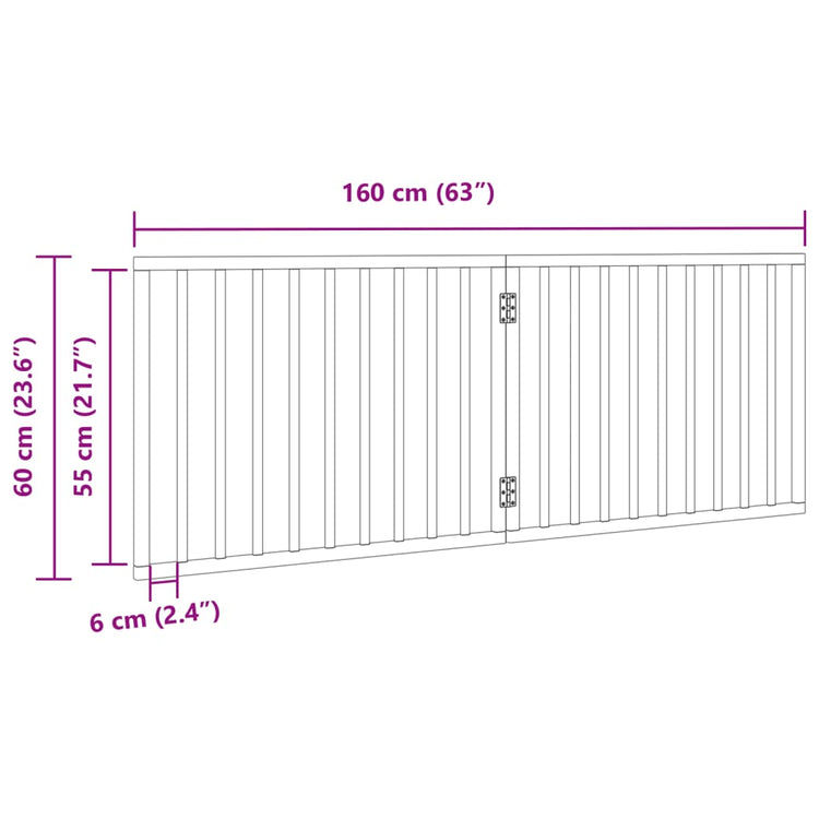 Cancello per Cani Pieghevole 2 Pannelli 160 cm Legno di Pioppo 352176