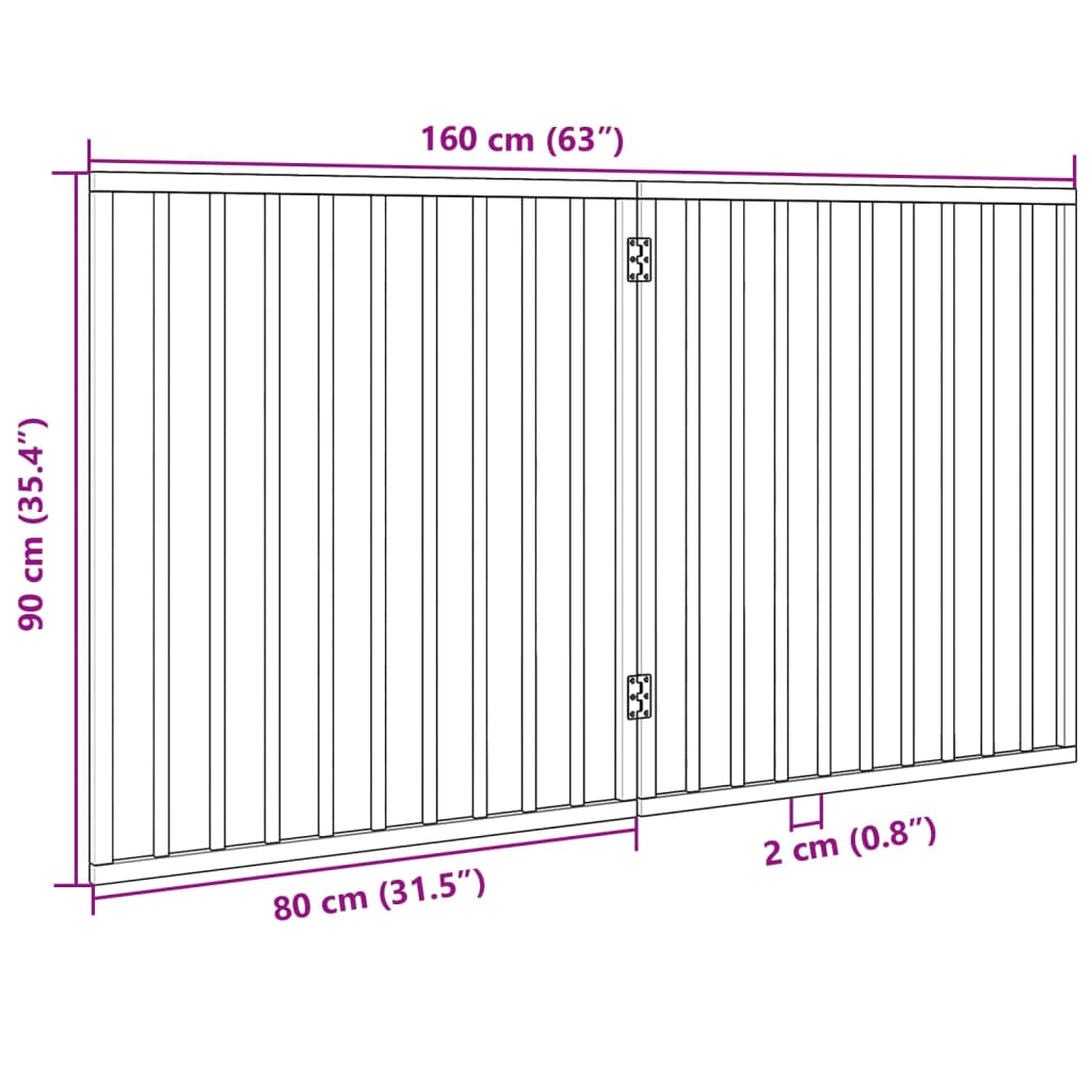 Cancello per Cani Pieghevole 2 Pannelli 160 cm Legno di Pioppo 352178