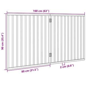 Cancello per Cani Pieghevole 2 Pannelli 160 cm Legno di Pioppo 352178