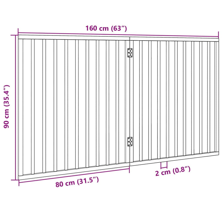 Cancello per Cani Pieghevole 2 Pannelli 160 cm Legno di Pioppo 352178