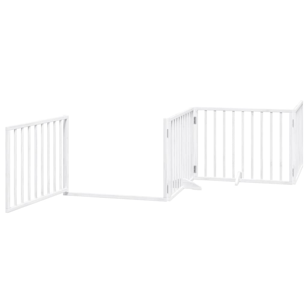 Cancello Cani Porta Pieghevole Bianco 4 Pannelli 320 cm Pioppo 352185