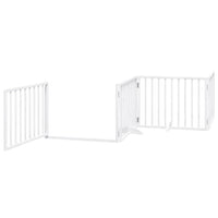 Cancello Cani Porta Pieghevole Bianco 4 Pannelli 320 cm Pioppo 352185