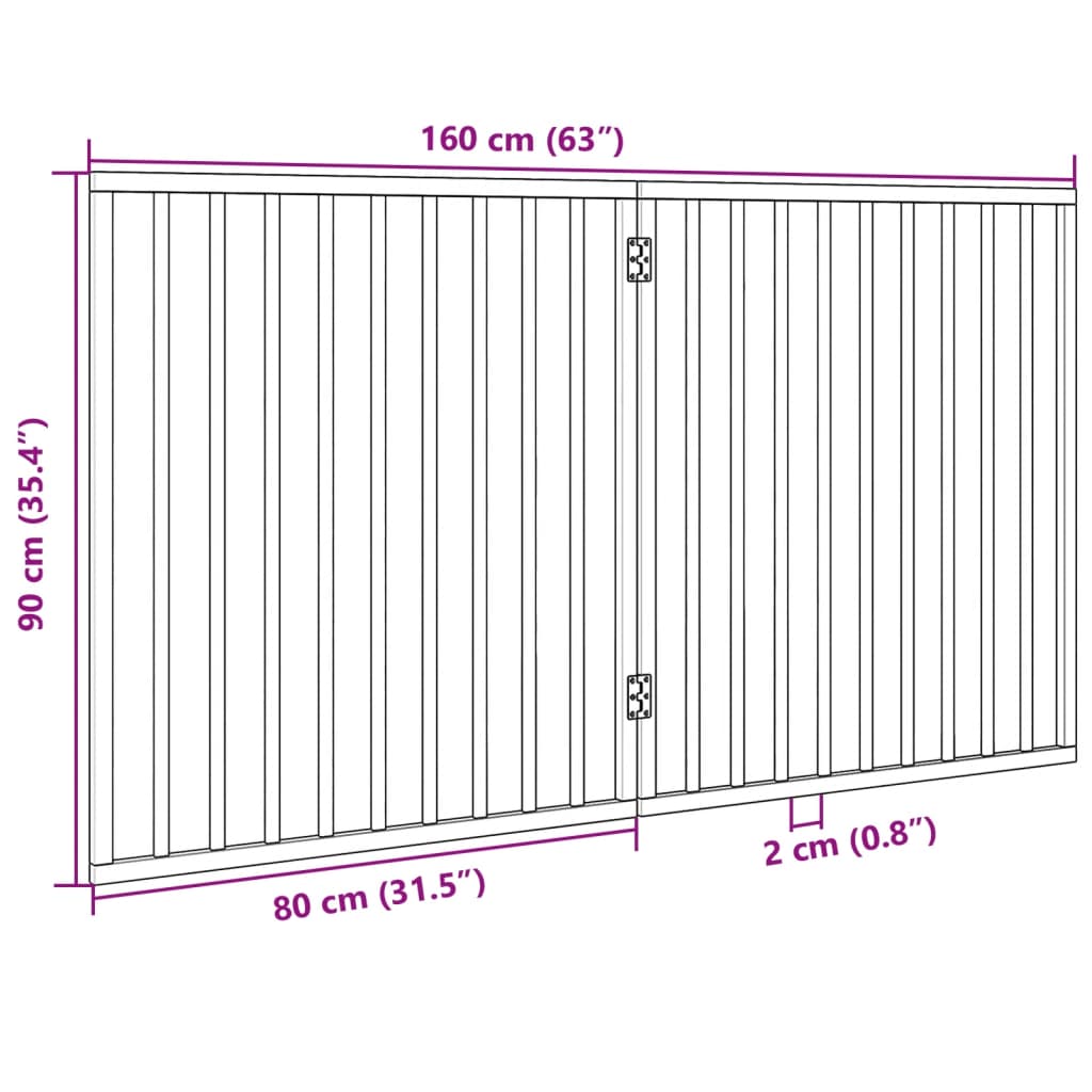 Cancello per Cani Pieghevole 2 Pannelli Bianco 160 cm Pioppo 352186