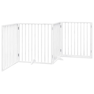 Cancello Cani Porta Pieghevole Bianco 4 Pannelli 320 cm Pioppo 352187