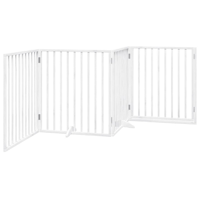 Cancello Cani Porta Pieghevole Bianco 4 Pannelli 320 cm Pioppo 352187