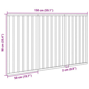 Cancello per Cani Pieghevole 3 Pannelli Nero 150cm Legno Pioppo 352190