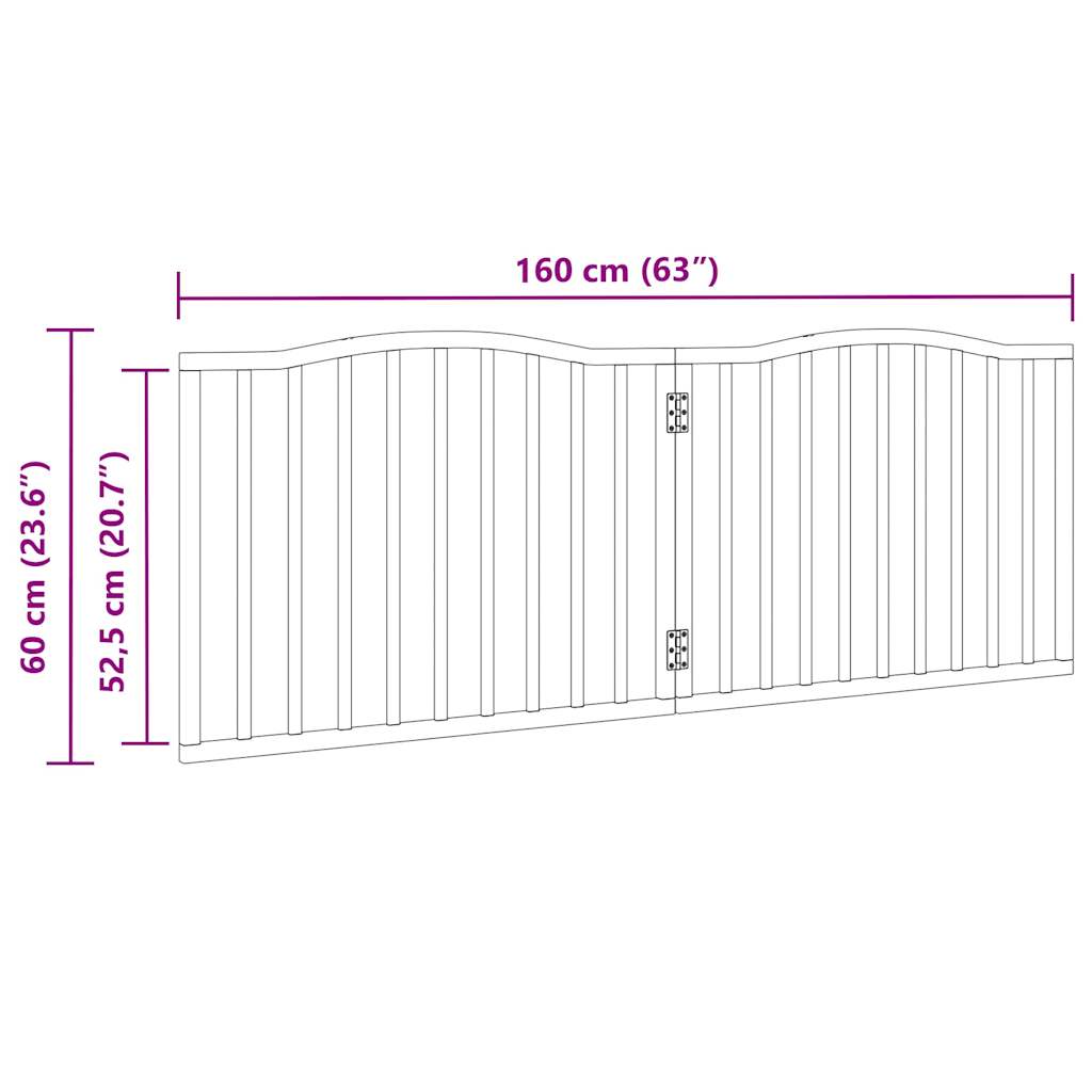 Cancello per Cani Pieghevole 2 Pannelli 160 cm Legno di Pioppo 352208