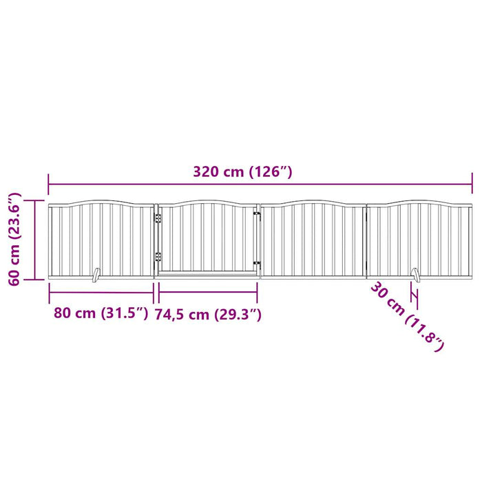 Cancello per Cani con Porta Pieghevole 4 Pannelli 320 cm Pioppo 352209