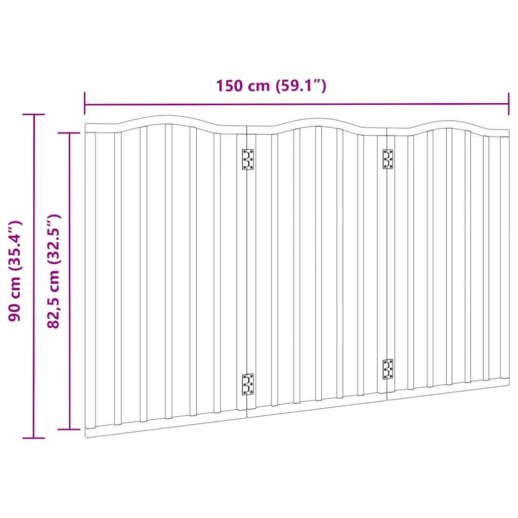 Cancello per Cani Pieghevole 3 Pannelli Bianco 150 cm Pioppo 352214