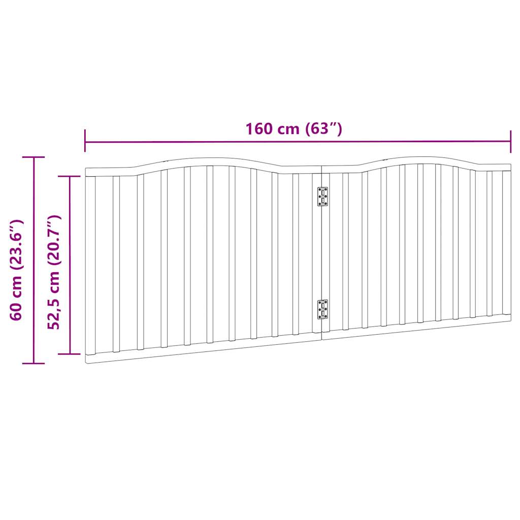 Cancello Cani Pieghevole 2 Pannelli Marrone 160cm Legno Pioppo 352232