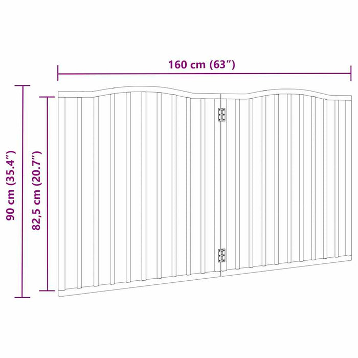 Cancello Cani Pieghevole 2 Pannelli Marrone 160cm Legno Pioppo 352234