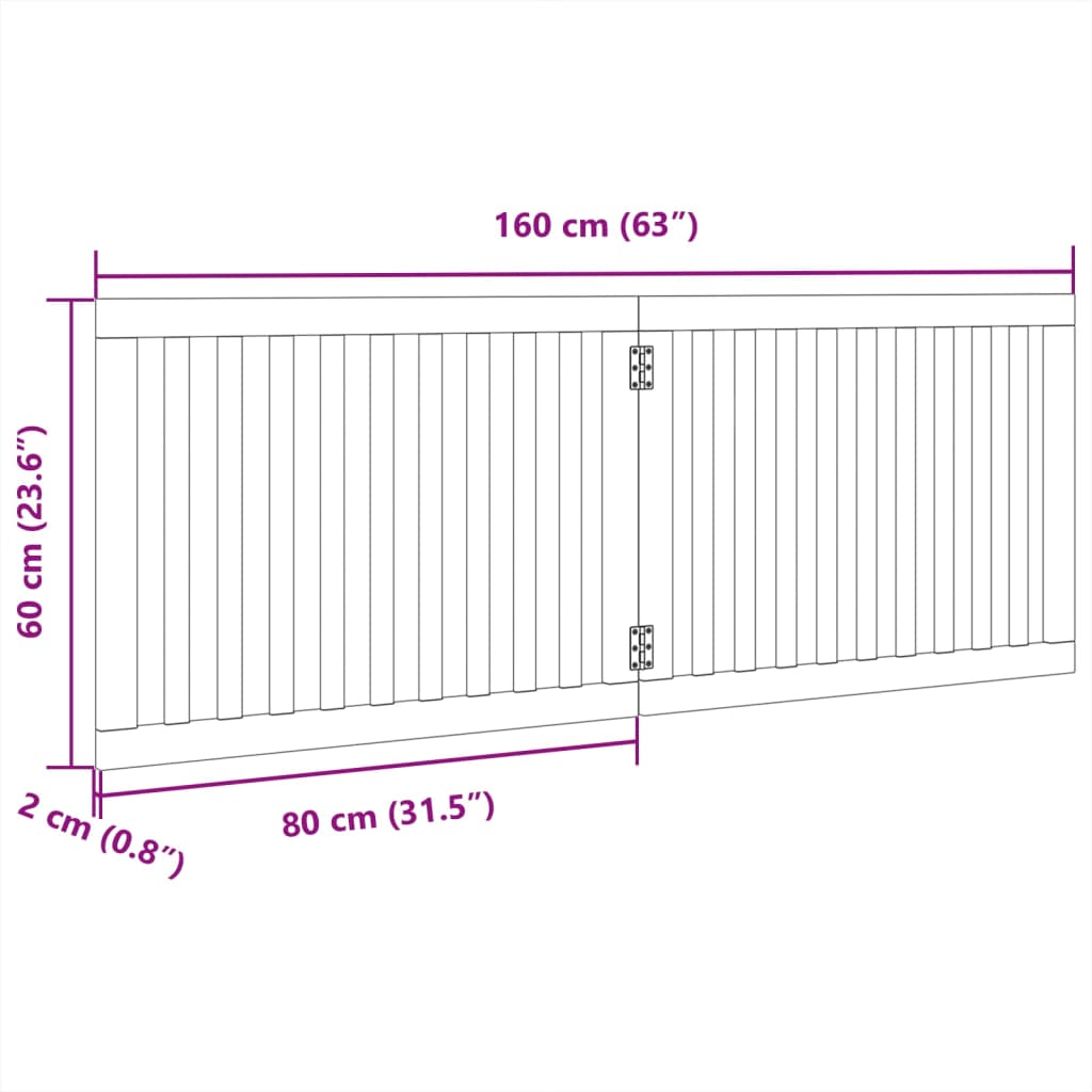 Cancello per Cani Pieghevole 2 Pannelli Bianco 160 cm Pioppo 352248