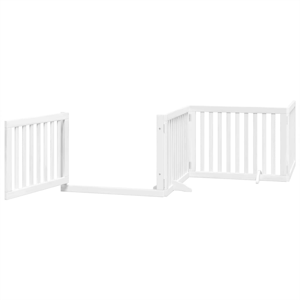 Cancello Cani Porta Pieghevole Bianco 4 Pannelli 320 cm Pioppo 352249