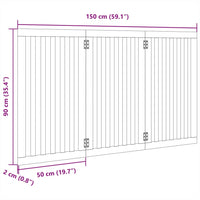 Cancello per Cani Pieghevole 3 Pannelli Nero 150cm Legno Pioppo 352254