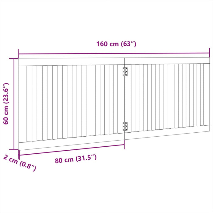 Cancello per Cani Pieghevole 2 Pannelli Nero 160cm Legno Pioppo 352256