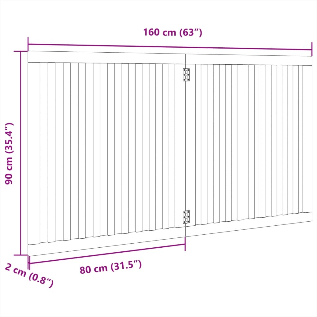 Cancello per Cani Pieghevole 2 Pannelli Nero 160cm Legno Pioppo 352258