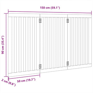 Cancello Cani Pieghevole 3 Pannelli Marrone 150cm Legno Pioppo 352262