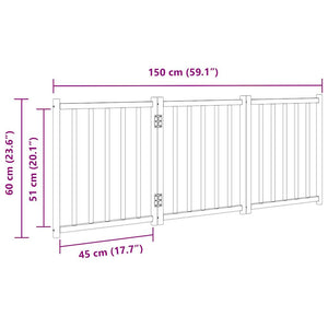 Cancello per Cani Pieghevole 3 Pannelli 150 cm Massello Abete 352268