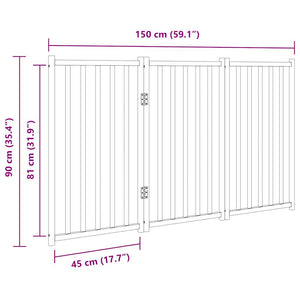 Cancello per Cani Pieghevole 3 Pannelli 150 cm Massello Abete 352270