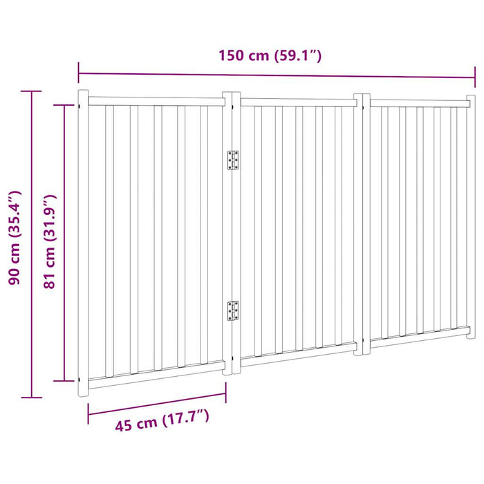 Cancello per Cani Pieghevole 3 Pannelli 150 cm Massello Abete 352270