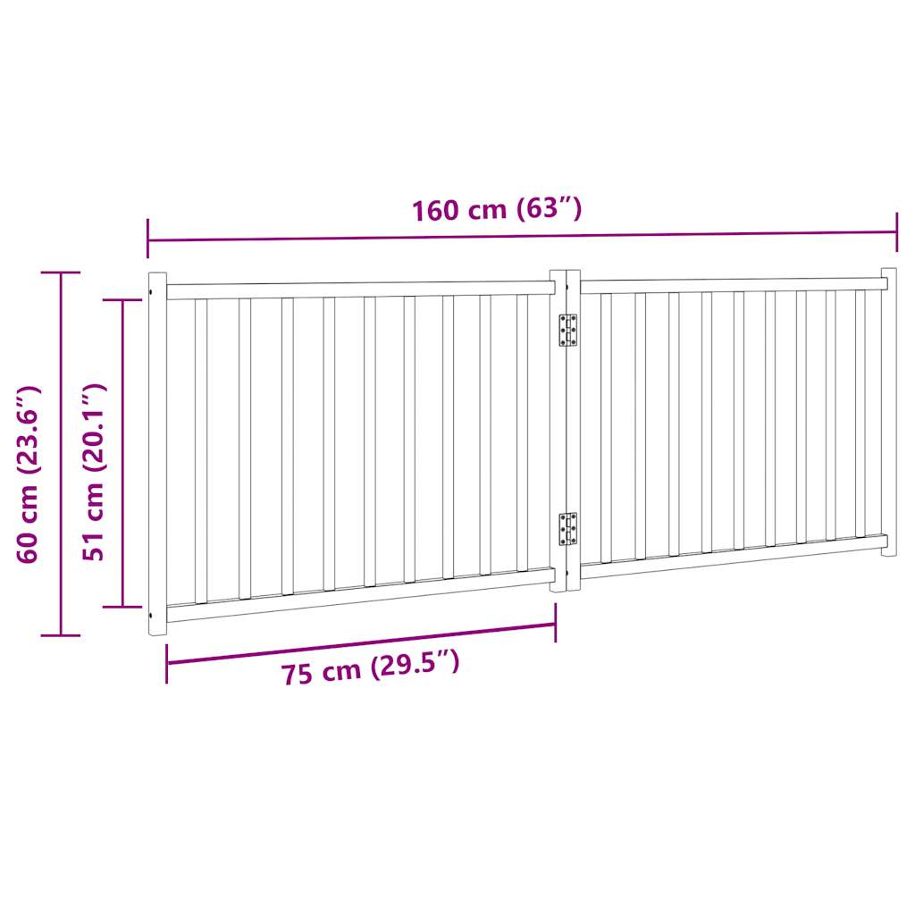 Cancello per Cani Pieghevole 2 Pannelli 160 cm Massello Abete 352272