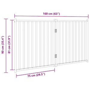 Cancello per Cani Pieghevole 2 Pannelli 160 cm Massello Abete 352274