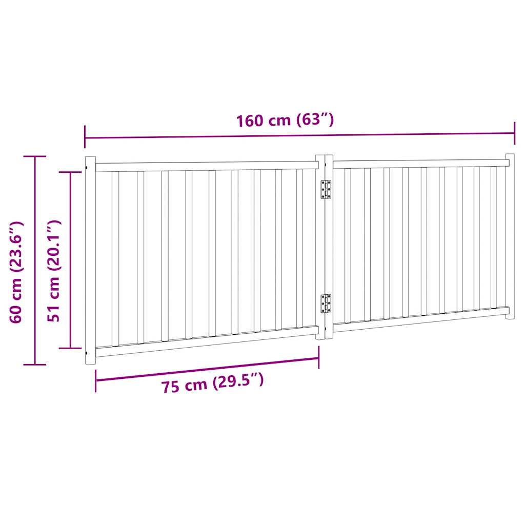 Cancello Cani Pieghevole 2 Pannelli Bianco 160cm Massello Abete 352280