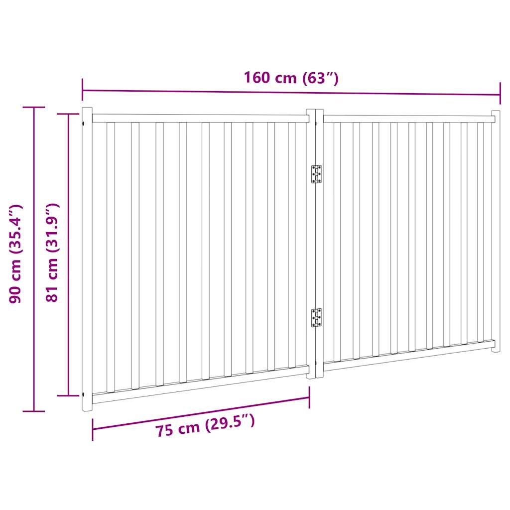 Cancello Cani Pieghevole 2 Pannelli Bianco 160cm Massello Abete 352282