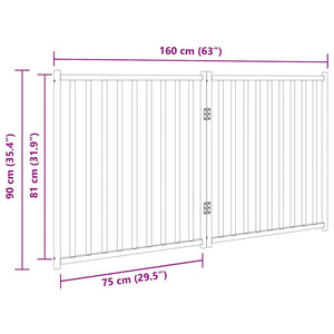 Cancello Cani Pieghevole 2Pannelli Marrone 160cm Massello Abete 352298