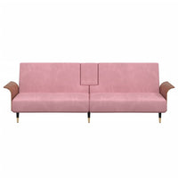 Divano Letto con Portabicchieri in Velluto Rosa 351853