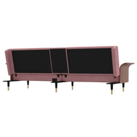 Divano Letto con Portabicchieri in Velluto Rosa 351853