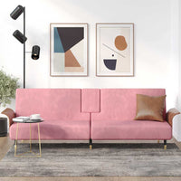 Divano Letto con Portabicchieri in Velluto Rosa 351853