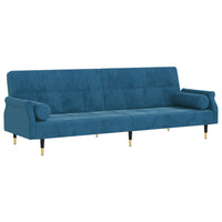 Divano Letto con Cuscini Blu in Velluto 351856