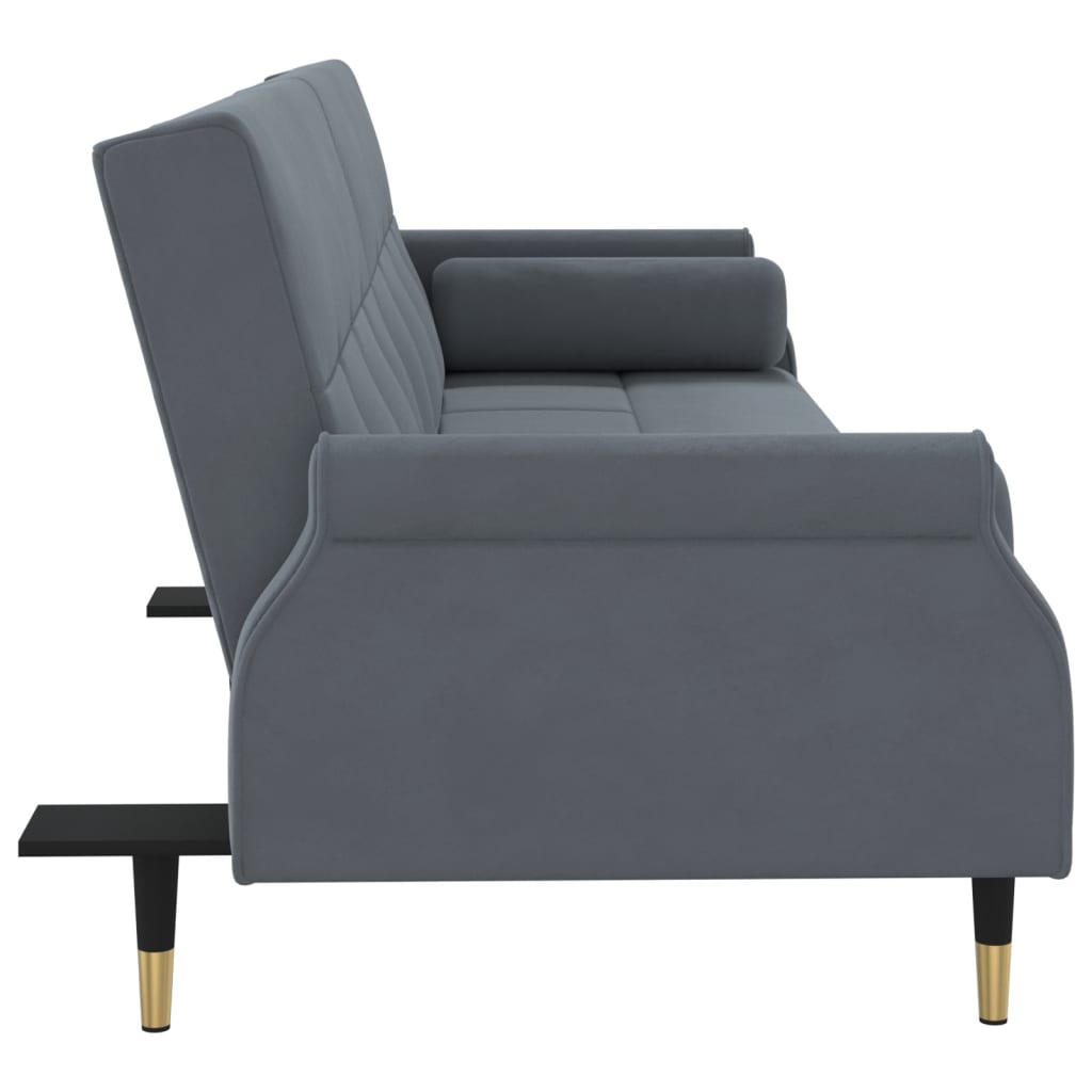 Divano Letto con Cuscini Grigio Scuro in Velluto 351858