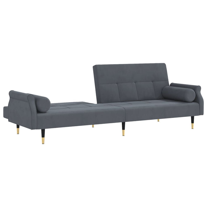 Divano Letto con Cuscini Grigio Scuro in Velluto 351858