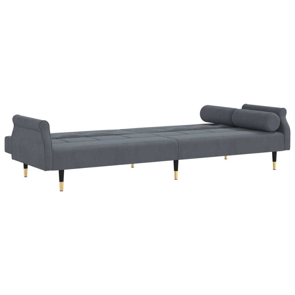 Divano Letto con Cuscini Grigio Scuro in Velluto 351858