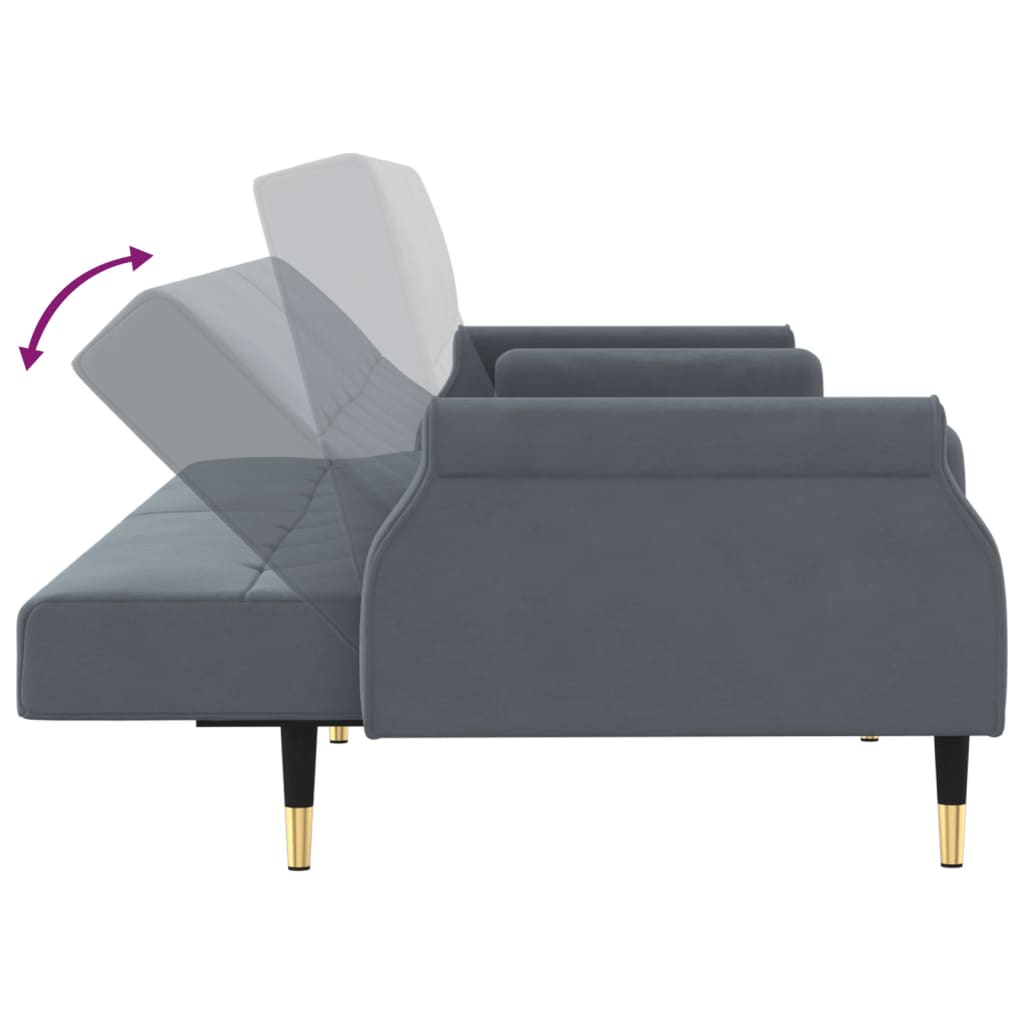 Divano Letto con Cuscini Grigio Scuro in Velluto 351858