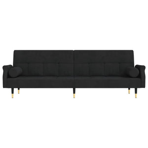 Divano Letto con Cuscini Nero in Velluto 351861