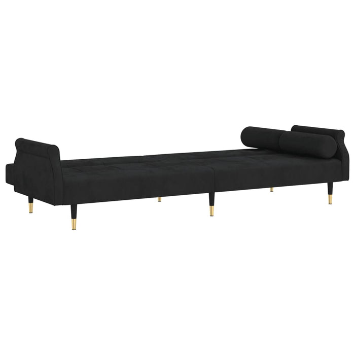 Divano Letto con Cuscini Nero in Velluto 351861