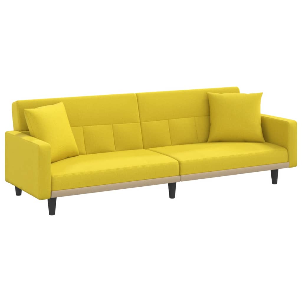 Divano Letto con Cuscini Giallo Chiaro in Tessuto 351879