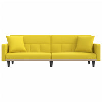 Divano Letto con Cuscini Giallo Chiaro in Tessuto 351879